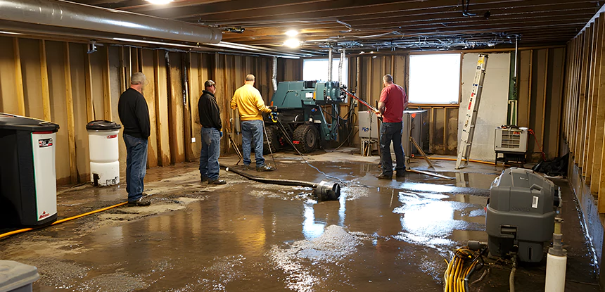 Cleaning Sewage From Basement Floor in Snellville